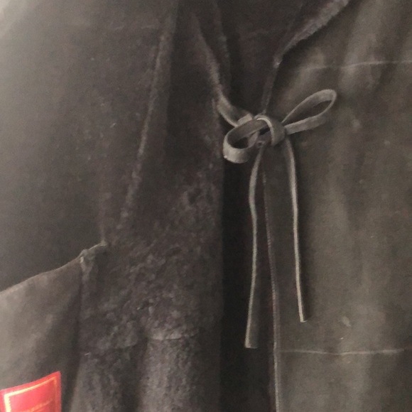Cole Haan Vintage ✨Rare ✨ Country Suede Shearling Wrap Coat Sz M - Picture 6 of 8
